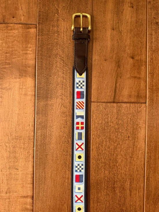 Vineyard Vines Other - Vineyard Vines Nautical Signal Flag Belt Size 32 Canvas Leather Made in USA